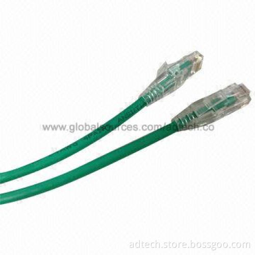 UL-approved clear boot Cat6 UTP patch cords, green